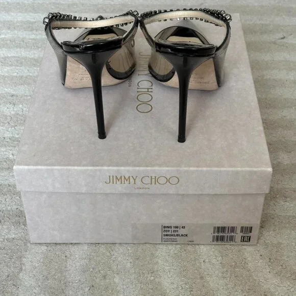 Black Jimmy Choo heels with diamante strap - Picture 4 of 5